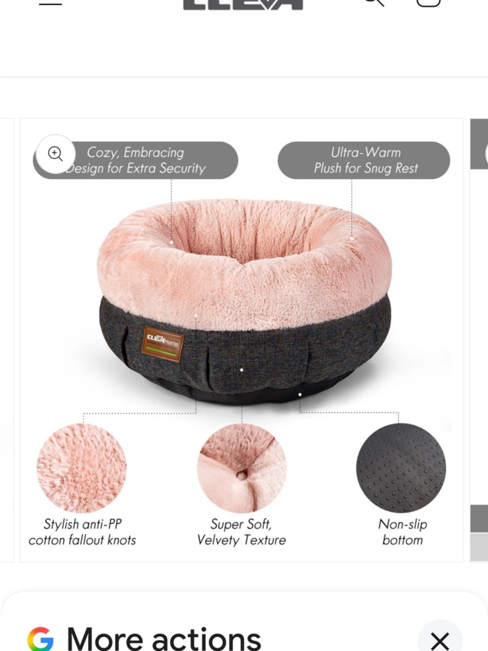 🩷 ClevaHome Plush Pink & Gray Donut Cat Bed 🐾 - Picture 4 of 8